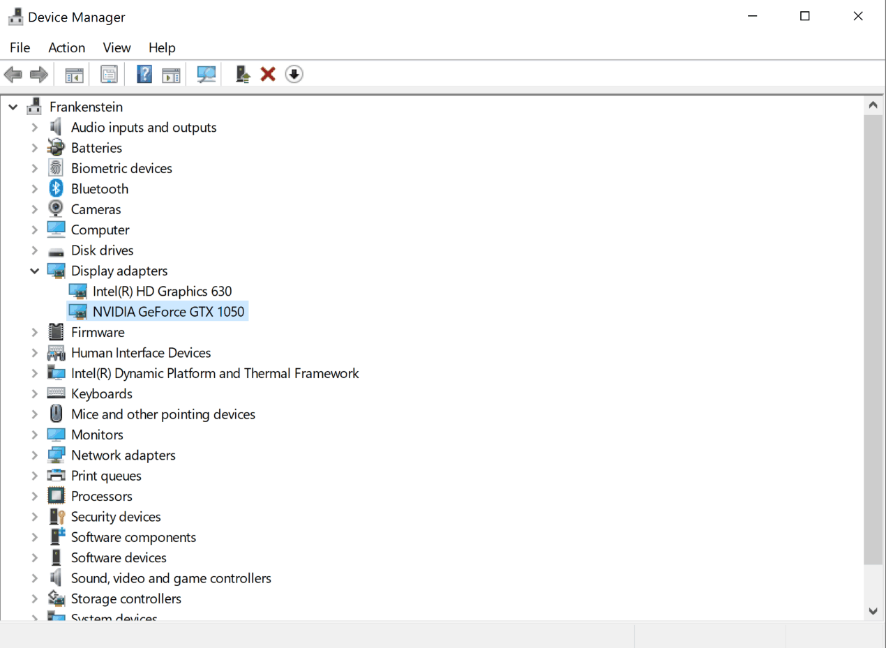 Device manager gpu