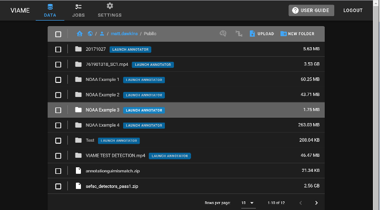 Dive dataset list