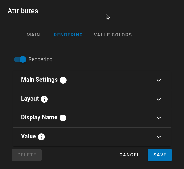 Attribute Rendering Settings